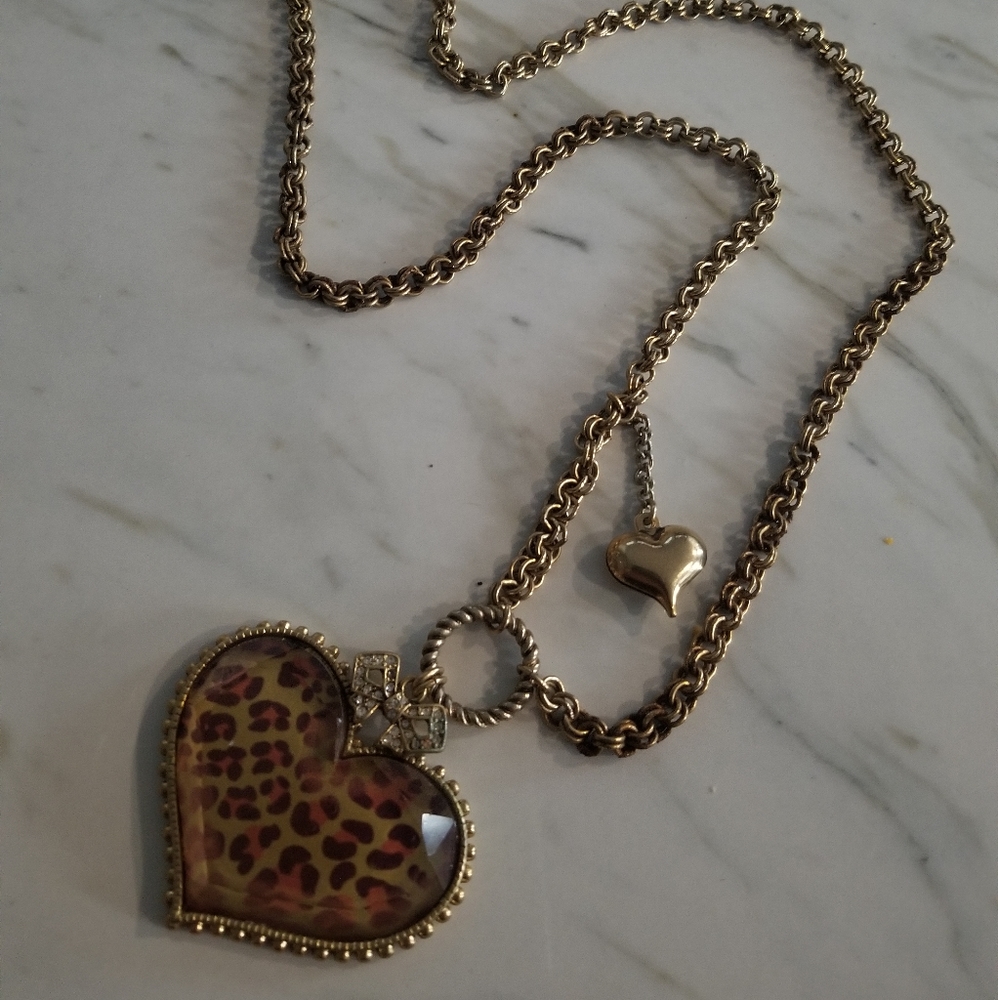 Betsey Johnson leopard heart pendant necklace